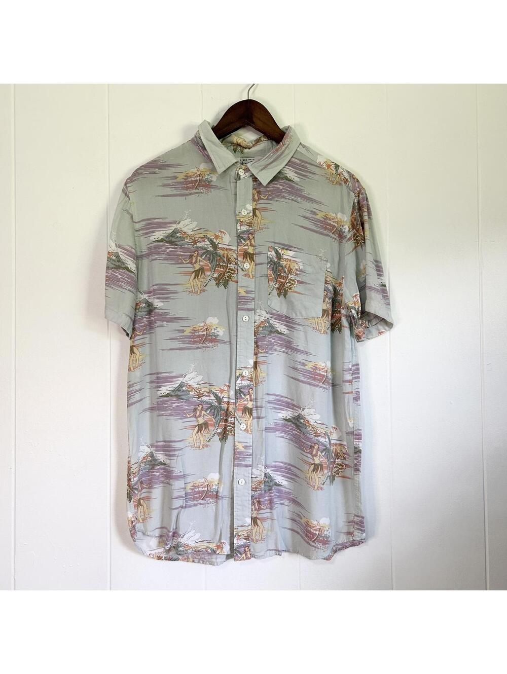 Cotton On VTG Remastered Hawaiian Print Button Down Collared Shirt Men’s Large